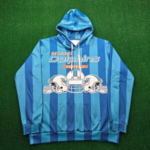 Miami Dolphins Hoodie Sweatshirt Mens 2XL Striped Graphic Print NFL Football